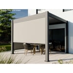 Direct Abris - Pergola Bioclimatique Aluminium Autoportée 9m² - 3x3 m Deux Stores 3m Inclus - 19 Lames Aluminium Inclinables a 90° - Tonnelle