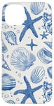 Coque pour iPhone 14 Plus Été côtier bleu coquillage, étoile de mer, femme