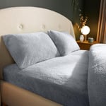 Silentnight Drap-Housse en Polaire Douillette, Polyester, Argenté, Simple