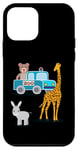 Coque pour iPhone 12 mini Girafe jaune âne et ours au zoo pour enfants