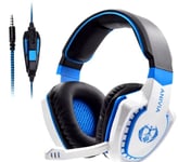 Kuulokkeet langallinen Gaming Headset Noise Isolating Overear Headphone with Mic. Äänenvoimakkuus Bass Surround PC PS4 PS5 valkoinen