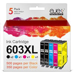 ejet 603XL Compatible Ink Cartridge Replacement for Epson 603 603XL for Expression Home XP-3100 XP-4100 XP-2100 XP-2105 XP-3105 Workforce WF-2810 WF-2830 WF-2835 WF-2850(B/C/M/Y, 5-Pack)