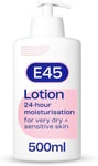 E45 Moisturising Lotion 500 ml - Dermatological Body Moisturiser Lotion - Body 