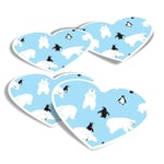 4x Heart Stickers - Blue Polar Bear Penguin Winter Ice #44385