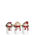 Leonardo Natale 034857 Lot de 3 Figurines de Noël chantantes Xmas Cadeau Festif Décoration de Noël Blanc/Rouge/doré 8 cm