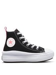 Converse Kids Girls Move Canvas Hi Top Trainers - Black/Pink, Black/Pink/White, Size 11.5