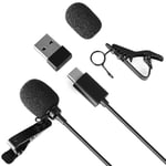 Daffodil USB C Lavalier Microphone Omnidirectional MCP150 - Lapel Mic Clip Dynamic Professional Recorder for Smartphone Tablet Android Laptop Podcast Vlog Mobile Set with USB Adapter [Black]