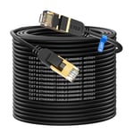 Câble Ethernet 50M Cat 8,40 Gbit/S,2000 Mhz Avec Câble Rj45 Plaqué Or,Extérieur Imperméable Cable Lan Cable Internet Pour Routeur Switch Modem Ps5/4