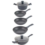 Salter 5 Piece Pan Set Non-Stick Cookware Frying Pans Stockpot Wok Induction