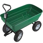 Tectake 403577 Chariot de Jardin à Main Remorque Brouette 4 Roues Benne Basculante 125L Vert