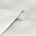 Check Tartan Wallpaper Checked Plaid Chequered Grey Yellow Holden Decor 90741