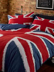 UNION JACK FLAG DOUBLE DUVET COVER SET ENGLAND GREAT BRITAIN BEDDING BLUE RED