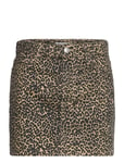 Leopard-Print Denim Mini-Skirt Brown Mango