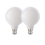 8 Watts G95 B22 BC Bayonet LED Bulb Opal Globe Warm White 3000K Dimmable, Pack of 2