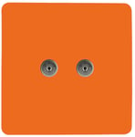 Trendi Artistic Modern Glossy Tactile 2 Gang TV Socket Orange