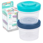 Décor Go Click & Stack Lot de 2 boîtes à goûter étanches Passent au congélateur et au Micro-Ondes 150 ML Couleurs Assorties