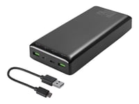 DELTACO power bank 30 000 mAh, 1x USB-C PD, 2x USB-A Fast Charge