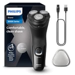 Philips Electric Shaver Series 3000X - Wet & Dry Electric Shaver for Men in Deep Black, with SkinProtect Technology, Pop-up Beard Trimmer, Ergonomic Men's Shaver (Model X3001/00)