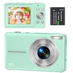 Digital Camera 1080P 44MP Compact Digital Camera 16X Digital Zoom with 2.4" LCD Screen, Point and Shoot Digital Camera Vlogging Camera for Kids, Teenagers, Beginners, Boys, Girls(Green)