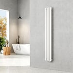 EMKE Radiateur petit 1600 x 240 mm Raccord central de radiateur à panneau ovale, radiateur vertical, design, radiateur tubulaire, monocouche, blanc, 427 W