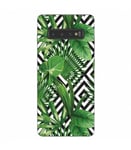 Coque Galaxy S10 PLUS Jungle tropical exotique geometrique noir blanc