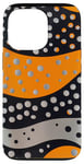 Coque pour iPhone 13 Pro Orange Pop Art Polka Dots Noir et Gris Abstrait Tourbillon Ondulé