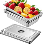 VEVOR Bac Inox Alimentaire Lot de 4 Plats à Four en Acier Inoxydable 13L Épaisseur 0,8mm Bac Poli Rectangulaire Effet Miroir Aliments Chauds et Froids pour Cuisine de Restaurant Gril Gâteaux