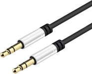 Câble AUX 3,5 mm, câble audio jack 1,5 m, câble jack vers jack, câble AUX de voiture, jack 3, 5 vers jack 3 5, pour autoradio, casque, PC, haut-parleurs, chaînes stéréo, lecteur MP3, argenté