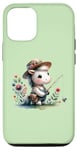 iPhone 13 Pro Adorable Horse Fishing and Floral On Green Case