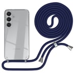 For Samsung Galaxy S24 phone case with strap cord Case Cover Chain Blue