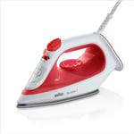 Braun TexStyle 1 SI1019RD, Steam Iron, Non-Stick Coating, Thermostat, 25g/min in Turbo Mode, 220ml Water Tank, 1900W, Red/White