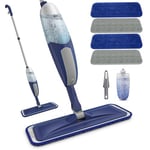 Spray Mops for Cleaning Floors - BPAWA Microfibre Hard Floor Mop with Sprayer Wet Mop Flat Dry Dust Mop for Laminate Wooden Tile Wood Vinyl Floor Spray Mop with 4 Washable Pads Reusable 550ML Bottle