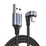 Ugreen 18W 180° Vinklet USB-A til USB-C Kabel - 2 Meter - Svart