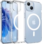 Coque Magnétique Pour Iphone 13/14, Translucide Mat Arrière Coque Pour Iphone 14 Avec 2 Verre Trempé Protection Écran,Coque Antichoc Pour Iphone 14/13 Compatible Mag-Safe 6.1"" Transparent