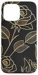 Coque pour iPhone 13 Pro Max Rose florale botanique, style minimaliste