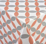 Venilia Nappe "Luna Orange" linge de table toile cirée maintenance réduite hydrophobes, Polyester, PVC, ovales, 140 x 200 cm, 55031