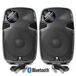 2 X SPJ -15BLU 15" Active Loudspeaker USB SD Bluetooth FREE 6M QTX LEAD SSC2844