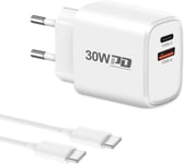 30w Usb C Chargeur Avec 2m Câble Type C, 2 Port Rapide Chargeur Secteur Adaptateur Pour Google Pixel 9pro Xl/9pro/9/8a/8pro/8/7/6/9 Pro Fold/Watch, Iphone 15 Pro , Samsung Galaxy S24 Ultra