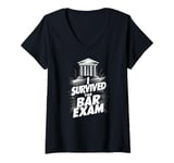 Womens I Survived the Bar Exam, Funny Lawyer Design V-Neck T-Shirt