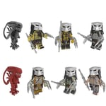 8-pack Predator Series Alien minifigurer monterade byggstensleksaker Docka byggklossleksaker