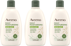 Aveeno Body Wash 500ml Pack of 3 for Normal to Dry Skin Soap Free Moisturising