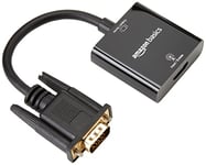 Amazon Basics Gold-Plated HDMI (Female) to VGA (Male) Adapter with 3.5mm Audio Port (Only from HDMI to VGA), Black