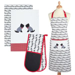 Kitchencraft Kitchen Apron, Tea Towels (2 Pack) & Double Oven Glove - Westie Dog