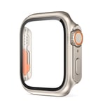 Härdat glas skyddande skal för Apple Watch 8 7 45mm 41mm Anti-drop Anti-scratch klockfodral för Iwatch 6 5 4 Se 44mm 40mm Titanium color 40mm