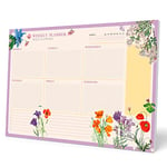 Grupo Erik Botanical Wild Flowers A3 Desk Pad with Daily, Weekly and Monthly Calendar | Desktop Planner | Desktop Note Pad | 54 Undated Tear Off Sheets | 11.7 x 16.5 inches | To Do List