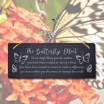 Stukk Welcome Yard Growing Finding Hope Delight Beauty Hanging Garden Sign (The Butterfly Effect), Natural Engraved Slate Stone Plaque, 30x12cm (Large)