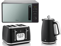 Swan Serenity Black Kettle, 4 Slice Toaster  & 800W 20L Digital Microwave  Set