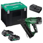 Hikoki NT1865DMAJYZ 18V Brushless Angled Second Fix Brad Nail Gun, 2x 2.0Ah Batt