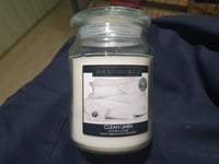 CLEAN LINEN 18oz GLASS JAR CANDLE WICKFORD AND CO New