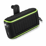 Solar Charger 10000mah Portable Hand Crank Phone Charger 2 Usb Ports Solar Powe